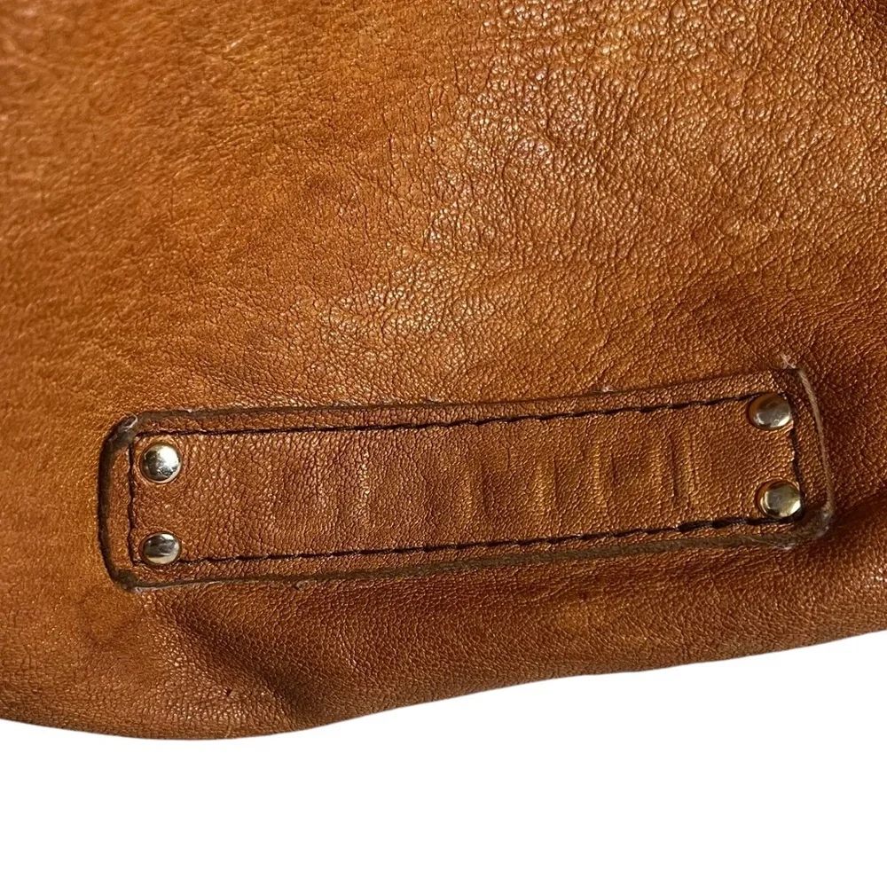 Everyday Cognac Leather Satchel Handbag - Women